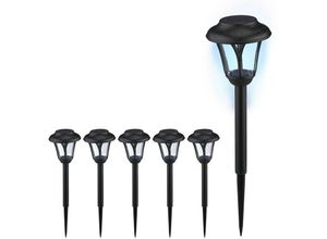 4052025974008 - Relaxdays Solarlampen 6er Set LED Solarlicht mit Erdspieß HxD 39 x 11 cm moderne Gartenbeleuchtung draußen schwarz