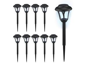 4052025974022 - Solarlampen 10er Set led Solarlicht mit Erdspieß hd 39 x 11 cm moderne Gartenbeleuchtung draußen schwarz - Relaxdays