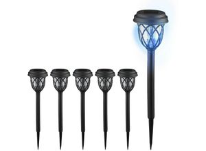 4052025974060 - Solarlampen 6er Set Laternen-Optik led Gartenleuchten HxD 425 x 10 cm mit Erdspieß schwarz transparent - Relaxdays