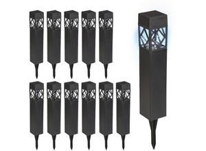 4052025974169 - Solarlampen 12er Set kaltweiß wasserdicht Dämmerungssensor led Solarleuchte HxBxT 41 x 6 x 6 cm schwarz - Relaxdays