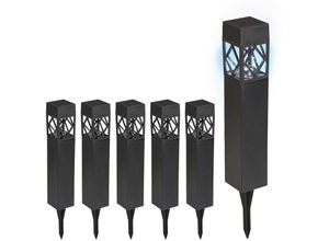 4052025974176 - Solarlampen 6er Set kaltweiß wasserdicht Dämmerungssensor led Solarleuchte HxBxT 41 x 6 x 6 cm schwarz - Relaxdays