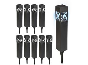 4052025974206 - Solarlampen 10er Set kaltweiß wasserdicht Dämmerungssensor led Solarleuchte HxBxT 41 x 6 x 6 cm schwarz - Relaxdays