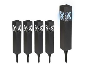 4052025974213 - Solarlampen 5er Set kaltweiß wasserdicht Dämmerungssensor led Solarleuchte HxBxT 41 x 6 x 6 cm schwarz - Relaxdays