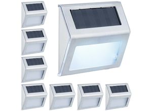 4052025974336 - Solarlampen für Wand 8er Set Hauseingang & Garten led Außenleuchte IP44 Edelstahl weißes Licht silber - Relaxdays