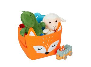 4052025977313 - Aufbewahrungskorb Filz Fuchs-Motiv Filzkorb für Kinder faltbar hbt 24 x 27 x 18 cm Spielzeugkorb orange - Relaxdays