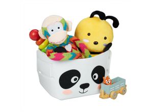 4052025977320 - Relaxdays Aufbewahrungskorb Filz Panda-Motiv Filzkorb Kinder faltbar HBT 24x27x18 cm Spielzeugkorb weiß schwarz