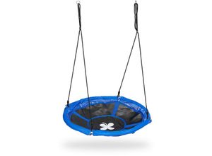4052025977542 - Relaxdays - Nestschaukel ø 110 cm Kinder & Erwachsene höhenverstellbar bis 100 kg Outdoor Hängeschaukel schwarz blau 4052025977542 - Relaxdays - Nestschaukel ø 110 cm Kinder & Erwachsene höhenverstellbar bis 100 kg Outdoor Hängeschaukel schwarz blau
