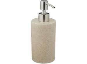 4052025977573 - Seifenspender 180 ml nachfüllbar Bad wc Küche Flüssigseifenspender Polyresin Edelstahlpumpe sand - Relaxdays