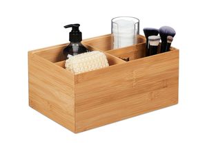 4052025977818 - Relaxdays - Aufbewahrungsbox Bambus stapelbar 4 Fächer Bad Küche Bambuskiste ohne Deckel hbt 14 x 30 x 20 cm natur