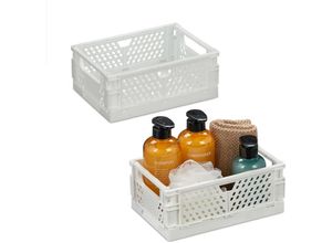 4052025977948 - Klappbox im 2er Set kleiner Aufbewahrungskorb faltbar & stapelbar hbt 10 x 25 x 265 cm Kunststoff weiß - Relaxdays 4052025977948 - Klappbox im 2er Set kleiner Aufbewahrungskorb faltbar & stapelbar hbt 10 x 25 x 265 cm Kunststoff weiß - Relaxdays