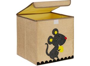 4052025978266 - Aufbewahrungsbox Maus-Motiv Stoffbox für Kinder faltbar hbt 33 x 33 x 33 cm Spielzeugbox beige grau - Relaxdays 4052025978266 - Aufbewahrungsbox Maus-Motiv Stoffbox für Kinder faltbar hbt 33 x 33 x 33 cm Spielzeugbox beige grau - Relaxdays