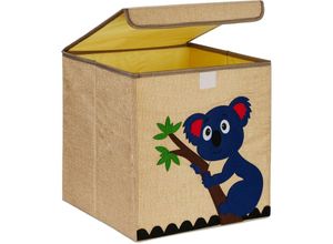 4052025978334 - Aufbewahrungsbox Koala-Motiv Stoffbox für Kinder faltbar hbt 33 x 33 x 33 cm Spielzeugbox beige blau - Relaxdays