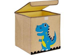 4052025978372 - Aufbewahrungsbox Dinosaurier Stoffboxfür Kinder faltbar hbt 33 x 33 x 33 cm Spielzeugbox beige hellblau - Relaxdays