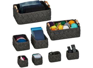 4052025978716 - Relaxdays - Schrank Organizer 8-tlg 4 Größen Filz Schubladen Ordnungssystem Kleiderschrank Ordnungsboxen dunkelgrau