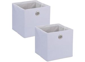 4052025978723 - Aufbewahrungsbox Ordnungsbox aus Stoff 2er-Set HxBxT 305 x 305 x 305 cm faltbarer Regalkorb weiß - Relaxdays