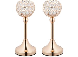 4052025978853 - Kerzenständer Set 2-tlg elegante Kerzenhalter mit Kristallperlen hd 30x12 cm glänzend aus Metall gold - Relaxdays 4052025978853 - Kerzenständer Set 2-tlg elegante Kerzenhalter mit Kristallperlen hd 30x12 cm glänzend aus Metall gold - Relaxdays