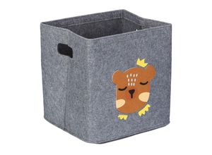 4052025978938 - Aufbewahrungsbox Bär Stoffbox für Kinder aus Filz faltbar Spielzeugbox HxBxT 33 x 33 x 33 cm grau - Relaxdays