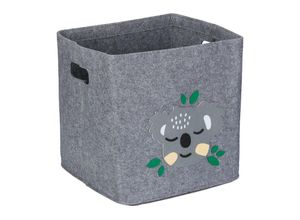 4052025978969 - Aufbewahrungsbox Koala Stoffbox für Kinder aus Filz faltbar Spielzeugbox HxBxT 33 x 33 x 33 cm grau - Relaxdays