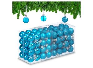 4052025979508 - Relaxdays - Weihnachtskugeln im 96er Set glitzernde matte & glänzende Baumkugeln Weihnachtsbaumdeko Kunststoff petrol