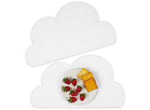 4052025979812 - Platzdeckchen Kinder 2er Set Wolke rutschfest abwaschbar Tischset Baby b x t 475 x 265 cm weiß - Relaxdays