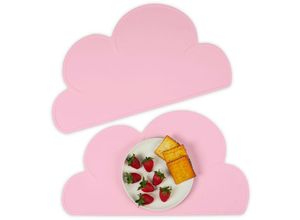 4052025979836 - Platzdeckchen Kinder 2er Set Wolke rutschfest abwaschbar Tischset Baby b x t 475 x 265 cm rosa - Relaxdays