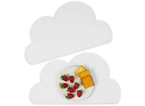 4052025979843 - Platzdeckchen Kinder 2er Set Wolke rutschfest abwaschbar Tischset Baby b x t 475 x 265 cm hellgrau - Relaxdays