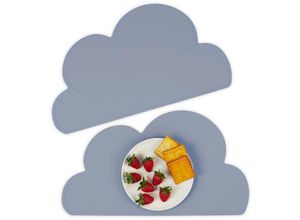 4052025979850 - Platzdeckchen Kinder 2er Set Wolke rutschfest abwaschbar Tischset Baby b x t 475 x 265 cm dunkelgrau - Relaxdays