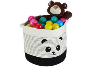 4052025981525 - Relaxdays - Aufbewahrungskorb für Kinder Baumwollkorb Panda h x d 32 x 34 cm Spielzeugkorb Kinderzimmer schwarz weiß