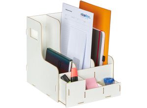 4052025982256 - Relaxdays - Stehsammler 3 Schuber din A4 mit Schreibtisch Organizer Büro & Schule Zeitschriftensammler mdf weiß