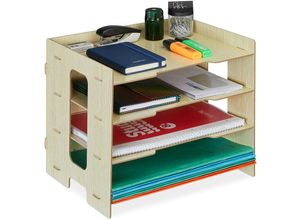 4052025982287 - Relaxdays - Briefablage Büro Organizer mdf A4 Papier 3 Fächer leichte Dokumentenablage hbt 27 x 325 x 25 cm natur