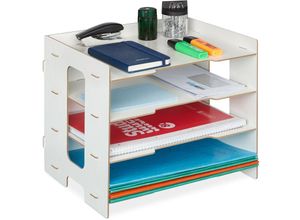 4052025982294 - Relaxdays - Briefablage Büro Organizer aus mdf A4 Papier 3 Fächer leichte Dokumentenablage hbt 27 x 325 x 25 cm weiß