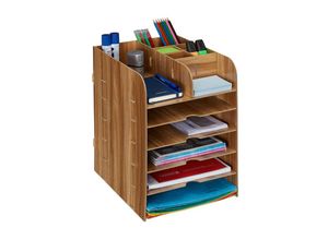 4052025982317 - Relaxdays - Schreibtisch Organizer mit Dokumentenablage 12 Fächer hbt 345 x 25 x 32 cm Büroorganizer mdf dunkelbraun