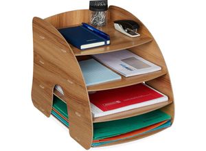 4052025982393 - Relaxdays Dokumentenablage 4 Fächer Briefablage Büro Organizer für A4 Papier HxBxT 27 x 255 x 345 cm dunkelbraun