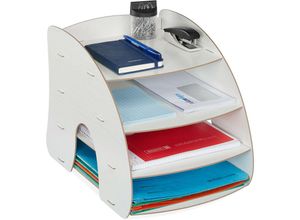 4052025982416 - Relaxdays - Dokumentenablage 4 Fächer Briefablage Büro Organizer für A4 Papier h x b x t 27 x 255 x 345 cm weiß