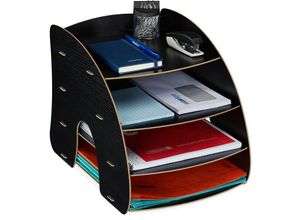 4052025982423 - Relaxdays Dokumentenablage 4 Fächer Briefablage Büro Organizer für A4 Papier HxBxT 27 x 255 x 345 cm schwarz