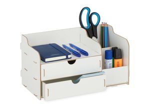 4052025982492 - Relaxdays - Schreibtisch Organizer 2 Schubladen & 3 Fächer Stiftehalter mdf hbt 17 x 33 x 19 cm Büroorganizer weiß 4052025982492 - Relaxdays - Schreibtisch Organizer 2 Schubladen & 3 Fächer Stiftehalter mdf hbt 17 x 33 x 19 cm Büroorganizer weiß