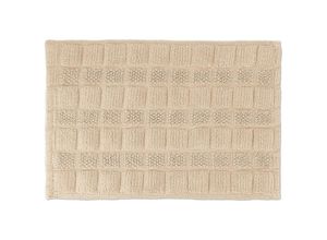 4052025985455 - Badematte Baumwolle 60 x 40 cm rutschfest waschbar Vorleger für Badezimmer Badteppich rechteckig beige - Relaxdays