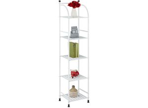 4052025986155 - Standregal Stahl HxBxT 145 x 33 x 28 cm Regal Küche & Bad 5 Gitterablagen Metallregal stehend weiß - Relaxdays