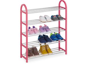 4052025986452 - Schuhregal für Kinder 15 Paar Kinderschuhe bis Größe 30 offen platzsparend leicht Schuhablage pink - Relaxdays