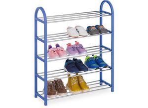 4052025986803 - Schuhregal für Kinder 15 Paar Kinderschuhe bis Größe 30 offen platzsparend leicht Schuhablage blau - Relaxdays