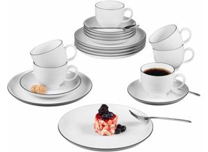 4052212052014 - Kaffeeservice SELTMANN WEIDEN Geschirr-Set Service Lido Black Line Geschirr-Sets Gr 18 tlg schwarz-weiß (weiß schwarz) Geschirr-Sets für 6 Personen Made in Germany 18 Teile