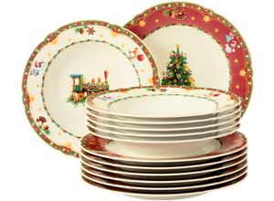 4052212108599 - Tafelservice SELTMANN WEIDEN Teller Set Weihnachten Advent Geschirr-Set Marie-Luise Geschirr-Sets Gr 12 tlg beige (elfenbeinfarben) Tafelservice mit weihnachtlichem Dekor Made in Germany 12 Teile für 6 Personen