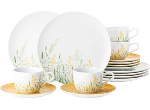 4052212128610 - Kaffeeservice SELTMANN WEIDEN Geschirr-Set 18 Teile Liberty Meadow Grasses Geschirr-Sets weiß (weiß curry) mit Gräsermotiv Made in Germany