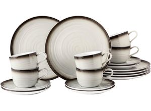 4052212132969 - Kaffeeservice SELTMANN WEIDEN Geschirr-Set 18 Teile Terra Corso Geschirr-Sets Gr 18 tlg weiß (weiß anthrazit beige grau) ReliefCorso Made in Germany