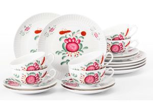 4052212141787 - Teeservice SELTMANN WEIDEN Geschirr-Set 18 Teile Amina Ostfiesenrose klein Geschirr-Sets Gr 18 tlg bunt (weiß rot grün) mit Blütenmotiv Made in Germany