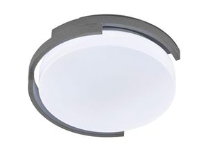 4052231200120 - LED Deckenleuchte Metall Weiß Grau Schlafzimmerlampe Deckenlampe Kunststoff 30 cm rund 1x 11W 1200lm 3000K DxH 30 x 9 cm