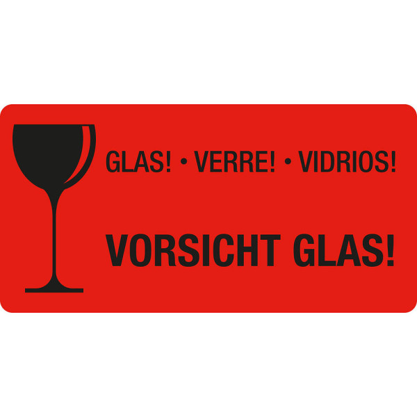 4052301100732 - Warnetiketten rot »Vorsicht Glas!« 100 x 50 cm 4052301100732 250 Stück