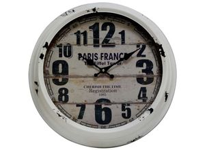 4052304174167 - Wanduhr Nostalgie 40 cm Ø Paris France Wohnzimmeruhr - Creme Schwarz