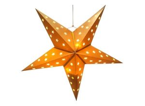 4052304174839 - Weihnachtsstern Papier 60 cm mit 10 LEDs und Timer gold - Gold