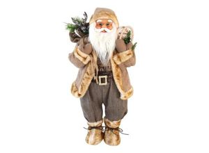 4052304260501 - Weihnachtsmann 60 cm braun mit Brille Schneeschuhe & Sack Santa Claus